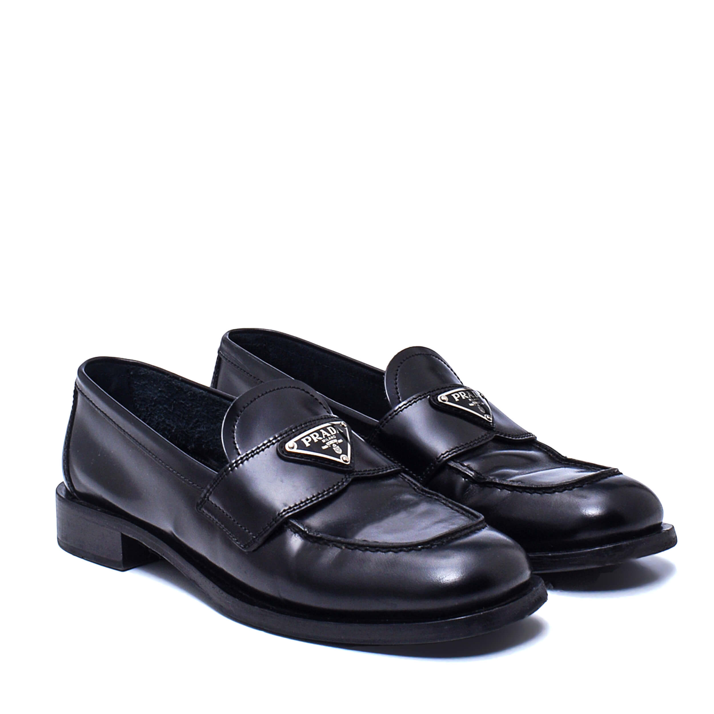 Prada - Black Logo Leather Loafers / 38